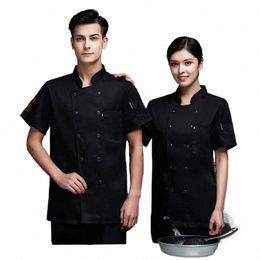 pizza Chef Uniform Restaurant Food Service Work Wear Short Sleeve Chef Overalls Catering Hotel Kitchen Jacket Pastry Cook Coat u4t2#