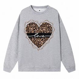 simple Autumn Plus Size Womens Sweatshirt Leopard Love Funny Printed Print Hoodies Loose Warm Pullovers Fleece Soft Ladies Tops k8B5#