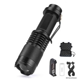 T6 LED Mini Strong Light Sk98 Telescopic Zoom Outdoor Lighting Flashlight 556876