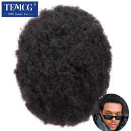 Afro Men Toupee Male Hair Capillary Durable Mono Men's Wigs Prosthesis 6" Replacement System Unit 100% Human Hair Wig For Men