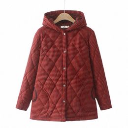 women Clothing Parka Plus Size Winter Middle-Aged Wadded Jacket Lg Sleeve Thick Hooded Warm Cott-Padded Coat H89z#