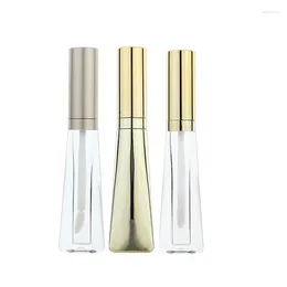 Storage Bottles Plastic Lip Glaze Empty Tube 5ml Makeup Liquid Lipstick Luxury Gold Clear Flat Cosmetic Refillable Bottle Gloss Tubess