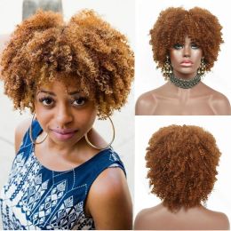 Wigs MSIWIGS Short Afro Kinkly Curly Synthetic Wig for Women Black African American Lady Daily Brown Red Headgear Heat Resistant