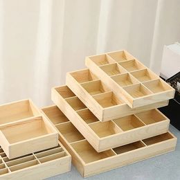 Wood Tray Jewelry Necklace Earring Watch Storage Case Desktop Organizer Display Stands Holder 240327