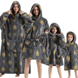 Super lunga oversize invernale Sherpa coperta peluche in flanella calda con cappuccio con cappuccio Halloween Halloween Avocado Women Selda