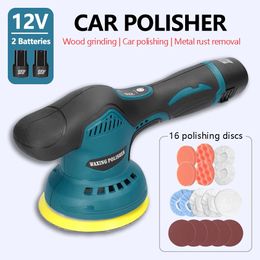 12V Cordless Eccentric Car Polisher 8 Gears of Speeds Adjustable Electric Polishing Machine Metal Waxing Rust Removal Machine 240321