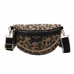 new Fi Leopard Women Waist Bag Female Phe Purses Ladies Chest Wide Strap Crossbody Shoulder Bags Small Chain Fanny Packs E80Q#