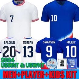 2024 PULISIC MCKENNIE Soccer Jerseys MORGAN REYNA AARONSON SWANSON ADAMS LLOYD 24 25 America Jersey Football Shirt Fans Player Jersey Men Kids Kits