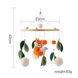 Baby Wooden Bed Bell Rattles Mobile Crib Bracket Soft Felt Fox Leaf Hanging Pendant Newborn Toys Montessori Toys Baby Gift