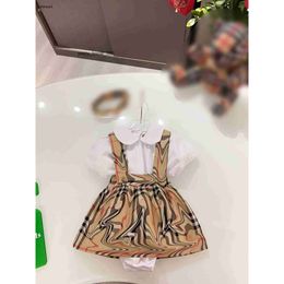 Burberrlies Luxury newborn jumpsuits summer infant bodysuit Size 59-100 Cheque Hairband Flip collar T-shirt And Cross strap dress 24Feb20