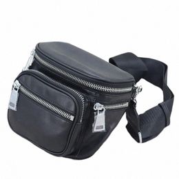 fi Wide Strap Crossbody Bags For Women Multiple Pockets Genuine Leather Shoulder Bag Female Saddle Design Travel Waist Bag P64K#