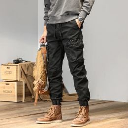 CAAYU Joggers Cargo Pants Mens Casual Y2k Multi-Pocket Male Trousers Sweatpants Streetwear Techwear Military Green Track Pants
