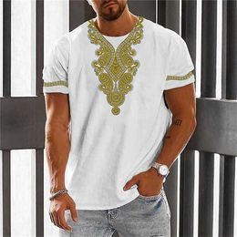 Hot selling ethnic clothing printed T-shirts new mens short sleeves