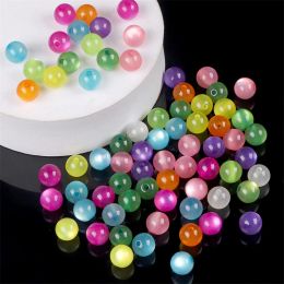 8/10mm Resin Cat Eye Beads Pink White Bright Colour Loose Spacer Beads for DIY Necklace Bracelet Earring Jewellery Charm Making