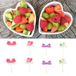 Disposable Flatware 8Pcs/Set Snack Supplies For Children Bowknot Mix Colour Dessert Food Fork Party Decor Mini Fruit Forks Bento Lunches