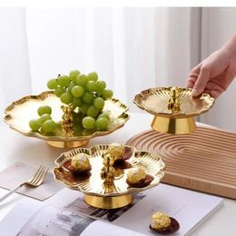 Plates Ceramic Higfoot Fruit Plate Home Decor Cake Tray Gold Silver Snack Dishes Dessert Rack Kitchen Storage Tableware