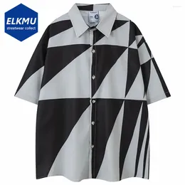 Men's Casual Shirts Men Summer Fashion Hip Hop Oversized Short Sleeve Button Up Blouse Harajuku Loose For Male