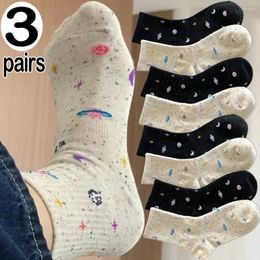 Women Socks 1/3pairs Planet Moon Stars Sweet Girls Harajuku Space Tube Long Sock Streetwear Colorful Cute Casual Meias