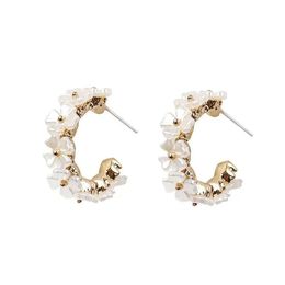 Stud Hoop Earrings 2023 Korean Fashion Jewellery Accessories Wholesale Dainty White Acrylic Shell Pearl Floral Petal Flower For Women P Otgyd