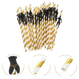 Disposable Cups Straws 36Pcs Bachelorette Dancer Golden Naughty Funny Drinking For Wedding Party Favours Hen Supplies