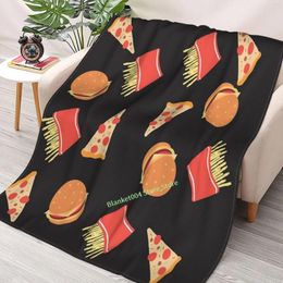 Blankets Burgers And Pizza ! Food Pattern Throw Blanket 3D Printed Sofa Bedroom Decorative Children Adult Christmas Gift