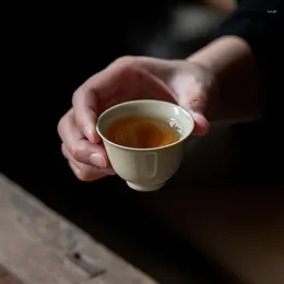 Cups Saucers 2pc/lot Japanese Style Plant Ash Ceramic Tea Cup Teaware Set Porcelain Teacup Creative Handmade Master Home