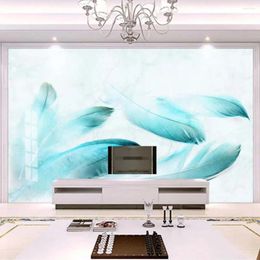 Wallpapers European 3D Marble Feather Wallpaper Po Mural Living Room Bedroom Home Wall Decor Paper Roll For Walls 3 D