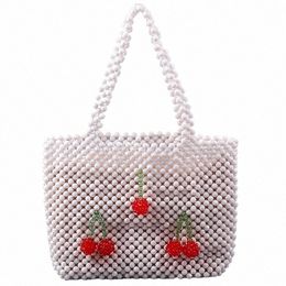 handmade Strawberry Aklicho New Atmosphere Female Portable Teen Bag 2022 New Real Color Beads Woven Large Shoulder Bag 62Xv#