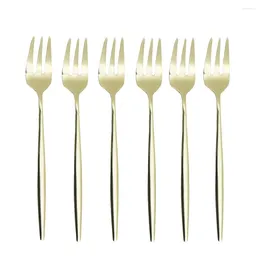 Flatware Sets 6/12Pcs Champagne Cake Forks Stainless Steel Fork Fruit Tea Cutlery Set Small Tableware El Party Restaurant Supplies