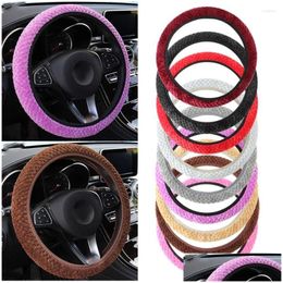 Steering Wheel Covers Ers Decoration Anti-Slip Winter Soft Warm P Pearl Veet Car Er Drop Delivery Automobiles Motorcycles Interior Acc Otpfn
