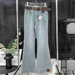 Designer Nanyou 24 High Quality LOE with Belt Hem Label Women's New Micro La denim Slimming Pants WH0F