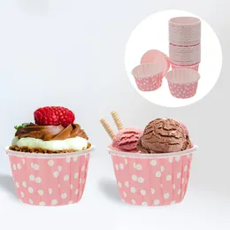 Disposable Cups Straws 50 Pcs Mini Dessert Cup Lens Jelly Pudding Paper Container Ice Cream Bowl