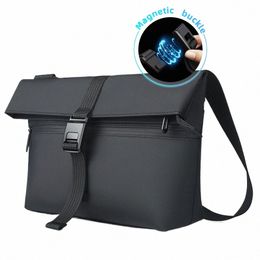 hcankcan Men's Crossbody Bag Waterproof Shoulder Bag Fit 13 Inches Laptop Waist Bag Large Capacity Menger Black Side q3Kt#