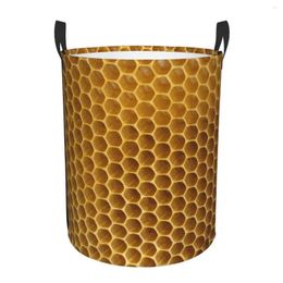 Laundry Bags Waterproof Storage Bag Yellow Honeycomb Texture Household Dirty Basket Folding Bucket Clothes Toys Organiser