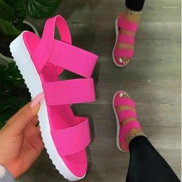 Casual Shoes Women's 2024 Flat Heel Thick Sole Cross With Open Toe Large Size Sandals Fashionable And Comfortable Design