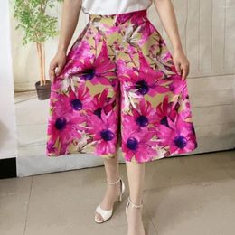 Women's Pants 2024 Fashion Clothing Printing Ladies Straight High Waist Temperament Wide Leg Summer Elegant Calf-Length