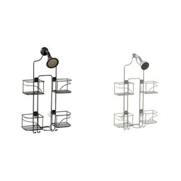 Zenna Home Expandable Shower Rack with Razor Holder Hook, Bronze and Chrome Plated