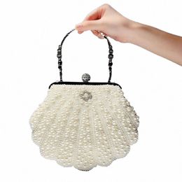 benviched Ladies' evening bag spring fi women Shell type pearl white Full dr Bridesmaid bag Dinner Bag handbag c442 i1jQ#