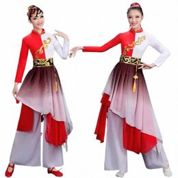 performance Costume Chinese Style Simple Dance Suit Fan Dance Drum Dance Costume j3Ef#