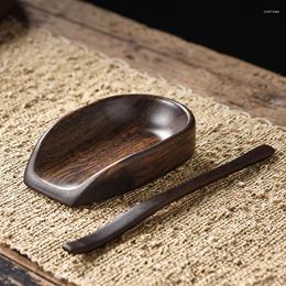 Tea Scoops Blackwood Spoon Solid Wood Holder Set Ceremony Six Items Shovel Divide