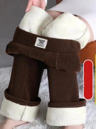 Зимний флис выровнен с широкими брюками для ног повседневная сгущения теплые мешковаты