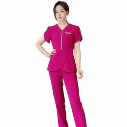 cosmetology Hospital Female Nurse Uniforms Dental Clinic Women Dentists Short Sleeve Tops Beauty Hospital Nurses Work Clothes q1o6#