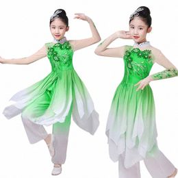 classical dance s adult elegant Jasmine Folk Dance Yangko fan dance changing color s new Girls performance costum v8wX#