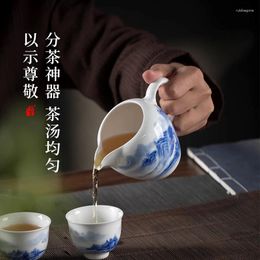 Teaware Sets Jingdezhen Hand-Painted Landscape Ceramic Fair Cup Single Integrated Blue And White Porcelain Side Handle Tea Pot Household