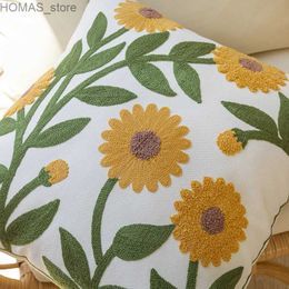 Pillow 45X45CM Pure Cotton Embroidery Office Cushion case Car Cushion Cover Lumbar case Sofa case Y240401DNKL