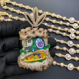 Designer Jewellery hot selling Custom Cartoon Avatar Necklace Hand Inlaid Vvs High Quality Moissanite 12345 Inch Hip Hop Pop Pendant