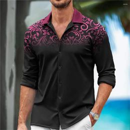 Men's Casual Shirts 2024 Long Sleeved Shirt Vintage Button Print Clear Pattern Soft And Comfortable Designer Clothing S-6X Plus Size