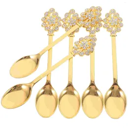 Spoons Rhinestone Spoon Kitchen Cutlery Accessory Alloy Flatware Portable Drinks Mixing