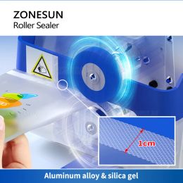 ZONESUN Portable Bag Sealer Roller Sealing Machine Aluminium Foil Composite Plastic Film PE Coated Paper Food Packaging ZS-GLF1P