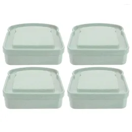 Plates 4pcs Sandwich Boxes Portable Lunch Box Toast Leakage-proof Bread